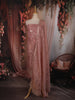 Dusty Rose Floral Zari Embroidered Design Tissue Unstitched Salwar Material with Dupatta