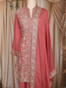 Dusty Rose Floral and Sequins Embroidered Georgette Palazzo Suit