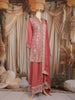 Dusty Rose Floral and Sequins Embroidered Georgette Palazzo Suit