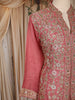 Dusty Rose Floral and Sequins Embroidered Georgette Palazzo Suit