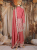 Dusty Rose Floral and Sequins Embroidered Georgette Palazzo Suit