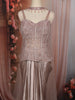Dusty Rose Gold Heavy Sequin and Beads Embroidered Design Satin Skirt Top with Corset Style