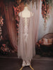 Dusty Rose Gold Heavy Sequin and Beads Embroidered Design Satin Skirt Top with Corset Style