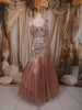 Dusty Rose Gold Heavy Sequins and Beads Embroidered Design Mermaid Tissue Party Lehenga