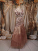 Dusty Rose Gold Heavy Sequins and Beads Embroidered Design Mermaid Tissue Party Lehenga