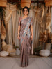 Dusty Rose Gold Striped Woven Design Tussar Saree with Zari Border