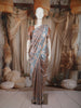 Dusty Rose Gold Striped Woven Design Tussar Saree with Zari Border