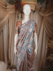 Dusty Rose Gold Striped Woven Design Tussar Saree with Zari Border