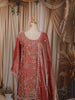 Dusty Rose Heavy Sequins and Beads Embroidered Design Tissue Organza Fancy Palazzo Suit with Matching Dupatta