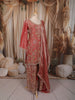 Dusty Rose Heavy Sequins and Beads Embroidered Design Tissue Organza Fancy Palazzo Suit with Matching Dupatta