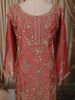Dusty Rose Heavy Sequins and Beads Embroidered Design Tissue Organza Fancy Palazzo Suit with Matching Dupatta
