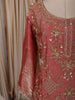 Dusty Rose Heavy Sequins and Beads Embroidered Design Tissue Organza Fancy Palazzo Suit with Matching Dupatta