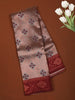 Dusty Rose Ikat Zari Woven Design Art Silk Saree with Contrast Zari Border