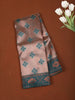Dusty Rose Ikat Zari Woven Design Art Silk Saree with Contrast Zari Border