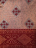 Dusty Rose Ikat Zari Woven Design Art Silk Saree with Contrast Zari Border