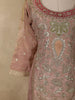 Dusty Rose Mauve Floral Zari Embroidered Design Tissue Silk Palazzo Suit with Dupatta