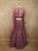 Dusty Rose Mauve Heavy Sequins Embroidered Design Net Mermaid Lehenga with Layered Ruffle Dupatta