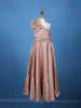 Dusty Rose One-Shoulder Floral Satin Kids Gown With Feather Detail
