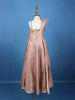 Dusty Rose One-Shoulder Floral Satin Kids Gown With Feather Detail