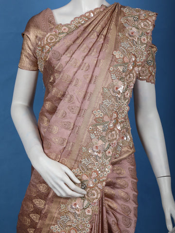 Dusty Rose Paisley Design Banarasi Silk Saree - Diadem