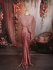 Dusty Rose Pink Abstract Heavy Sequins and Beads Embroidered Design Satin Indo Western Lehenga Skirt Top with Cape