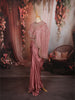 Dusty Rose Pink Abstract Heavy Sequins and Beads Embroidered Design Satin Indo Western Lehenga Skirt Top with Cape