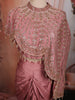 Dusty Rose Pink Abstract Heavy Sequins and Beads Embroidered Design Satin Indo Western Lehenga Skirt Top with Cape