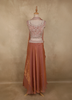 Dusty Rose Pink Beads Embroidered Design Organza Palazzo Suit with Dupatta