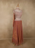 Dusty Rose Pink Beads Embroidered Design Organza Palazzo Suit with Dupatta