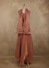 Dusty Rose Pink Beads Embroidered Design Organza Palazzo Suit with Dupatta