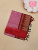 Dusty Rose Pink Butta Woven Design Kalyani Cotton Saree with Temple Border