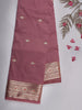 Dusty Rose Pink Butta Woven Design Soft Silk Saree with Silver Zari Floral Border