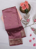 Dusty Rose Pink Butta Woven Design Soft Silk Saree with Silver Zari Floral Border