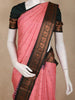 Dusty Rose Pink Butta Zari Woven Design Art Silk Fancy Wear Saree with Contrast Border
