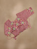 Dusty Rose Pink Checked Design Organza Saree