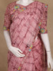 Dusty Rose Pink Checked Design Organza Saree