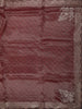 Dusty Rose Pink Checked Woven Design Pure Organza Party Wear Saree with Scalloped Border