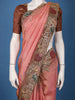 Dusty Rose Pink Embellished Design Semi Tissue Saree