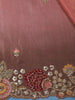 Dusty Rose Pink Embellished Design Semi Tissue Saree