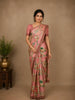 Dusty Rose Pink Floral Design Pure Tussar Saree