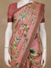 Dusty Rose Pink Floral Design Pure Tussar Saree