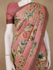 Dusty Rose Pink Floral Design Pure Tussar Saree