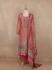 Dusty Rose Pink Floral Design Synthetic Salwar Suit
