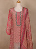 Dusty Rose Pink Floral Design Synthetic Salwar Suit