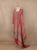 Dusty Rose Pink Floral Design Synthetic Salwar Suit