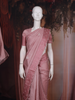 Dusty Rose Pink Floral Embroidered Raw Silk Saree