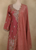 Dusty Rose Pink Floral Embroidered and Stone Embellished Design Organza Palazzo Suit