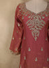Dusty Rose Pink Floral Embroidered and Stone Embellished Design Organza Palazzo Suit