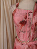 Dusty Rose Pink Floral Printed Design Chiffon Lehenga with Attached Dupatta