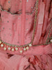 Dusty Rose Pink Floral Printed Design Chiffon Lehenga with Attached Dupatta